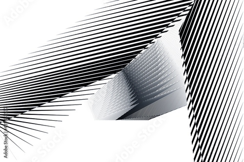 Abstract halftone lines background  geometric dynamic pattern  vector modern design texture.