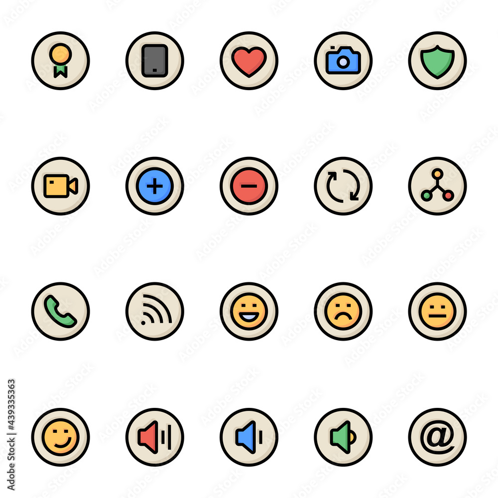 Filled outline icons for social networks. Filled outline icons for social networks.