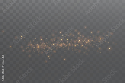 Gold vector light with star glitter. Magic effect. Light effects background.