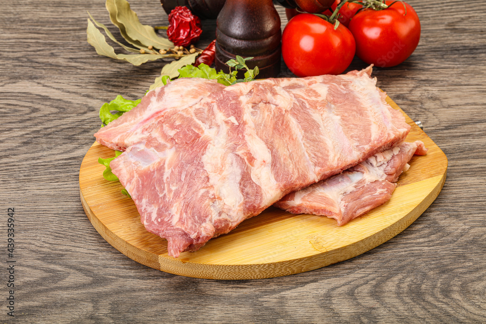 Raw pork ribs for cooking