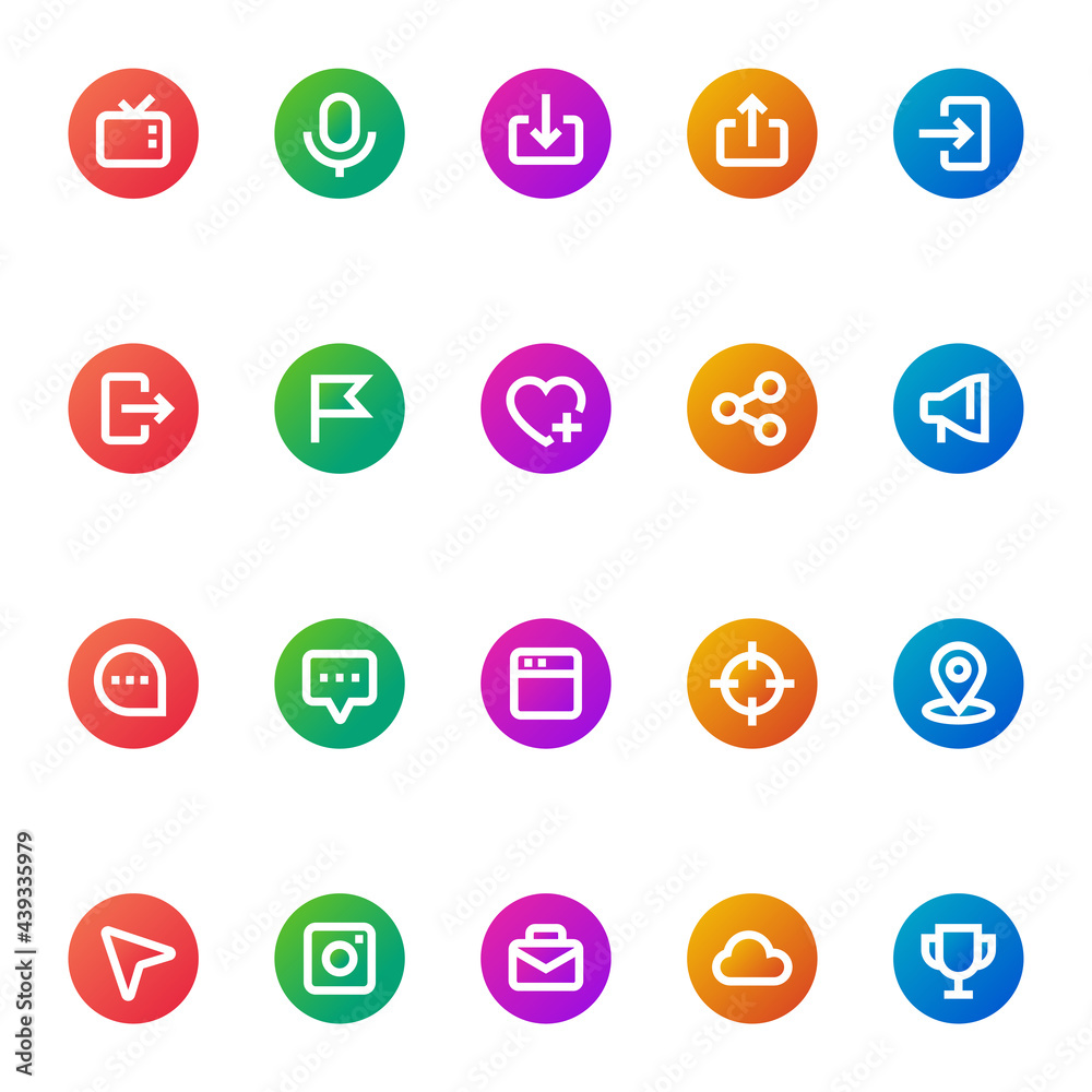 Gradient icons for social networks. Gradient icons for social networks.