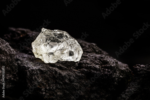 diamond mine with rough stones on kimberlite ore, diamond mining concept