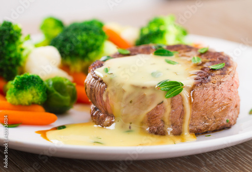 Fillet of beef with bearnaise sauce. High quality photo. photo