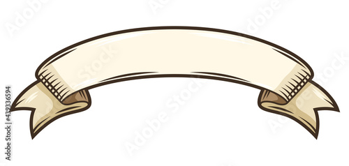 Vintage decorative ribbon. Banner in engraving hand drawn style.