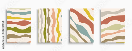 Set of colorful fashionable striped covers, templates, posters, placards, brochures, banners, flyers and etc. Abstract trendy painting backgrounds - retro design