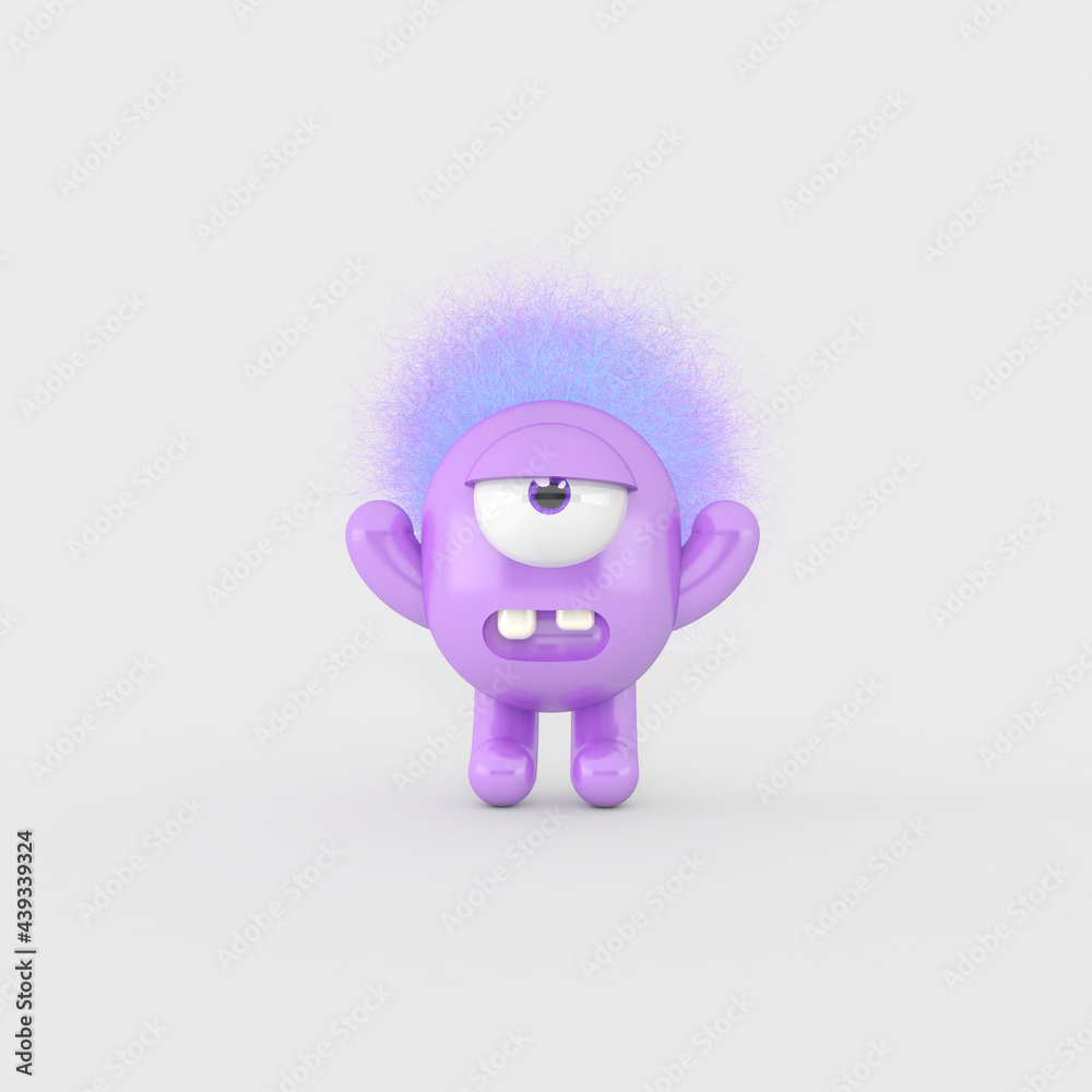 Cartoon monster with Wall Background. 3D illustration, 3D rendering Cartoon monster with Wall Background. 3D illustration, 3D rendering