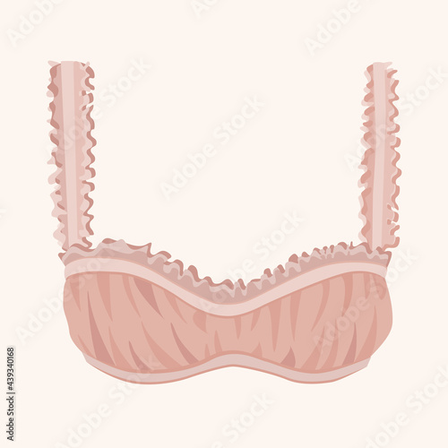 vector image of female bra base model. Delicate fabric and lace. Underwear for women. Icons or illustrations. Isolated objects on a light background.