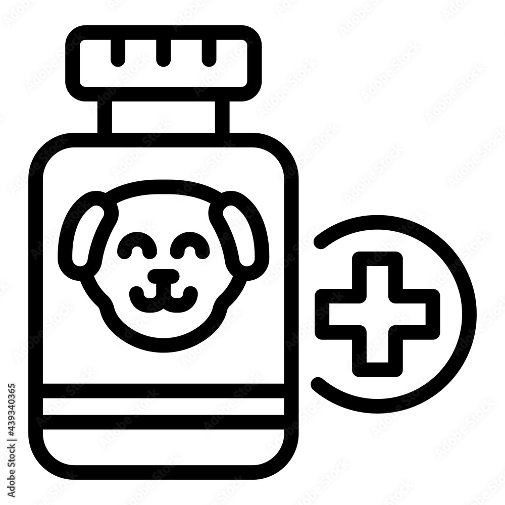 Dog care pills icon. Outline Dog care pills vector icon for web design isolated on white background
