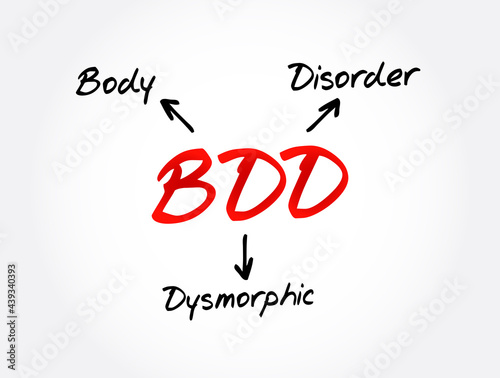 BDD - Body Dysmorphic Disorder acronym  health concept background