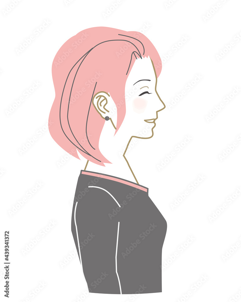Side view Western woman illustration