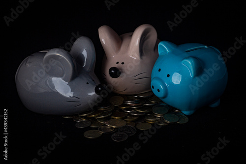 piggy bank and coins