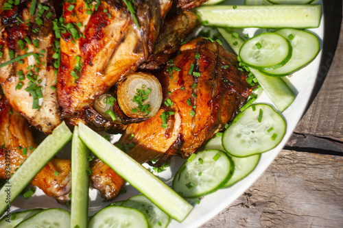 grilled meat with vegetables