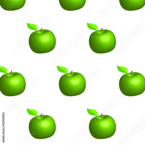Apple-green pattern . On a white background . Textiles for packaging . Natural apple juice . 3 d . Seamless pattern with apples .