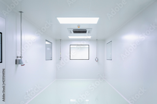 Clean room in manufacturing pharmaceutical plant, Green epoxy system flooring, Sandwich Panel, and double glass window, air conditioning system