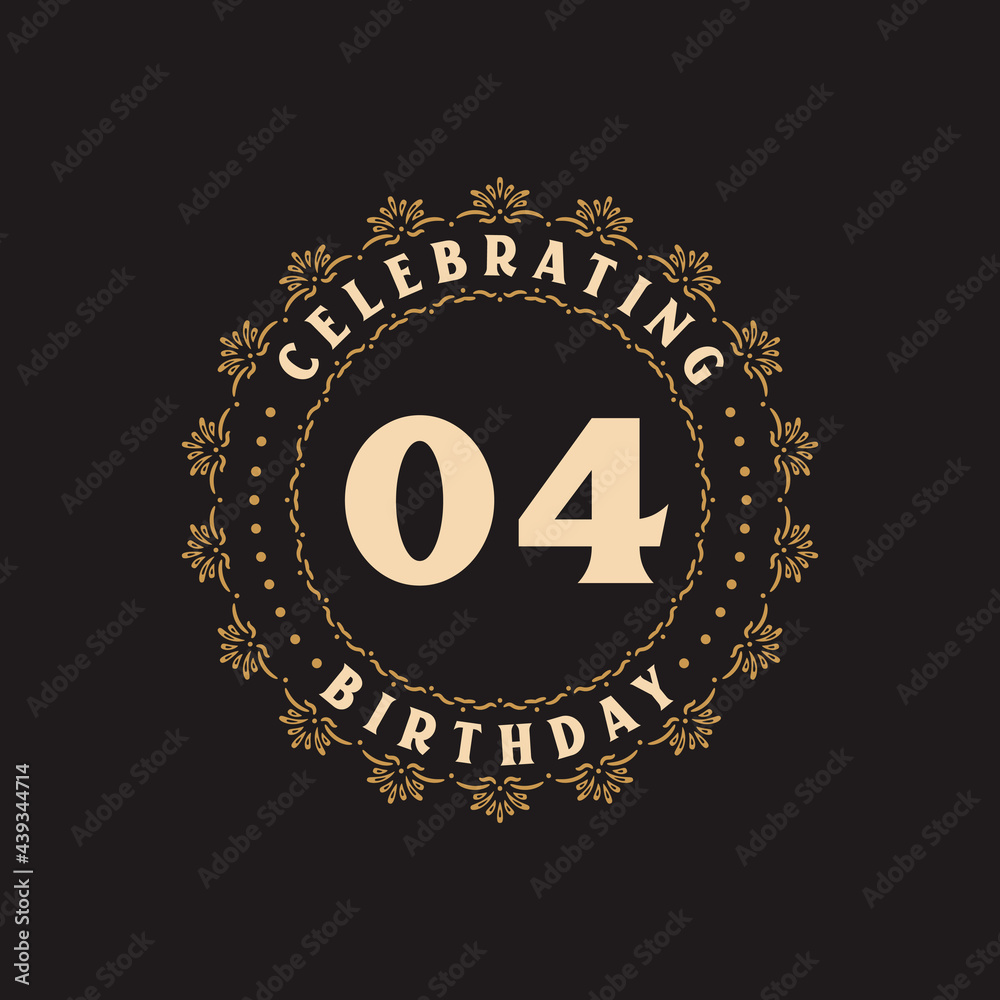 4 Birthday celebration, Greetings card for 4 years birthday
