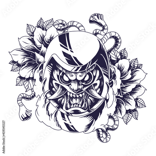 Oni daruma mascot logo design