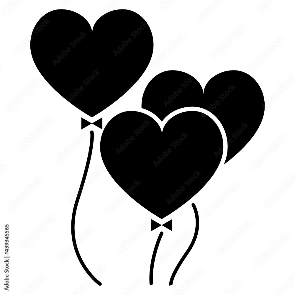 heart shape balloons glyph icon