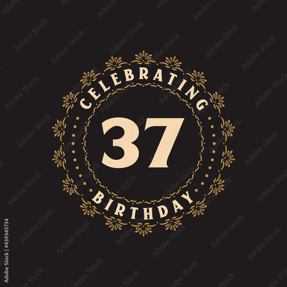 37 Birthday celebration, Greetings card for 37 years birthday