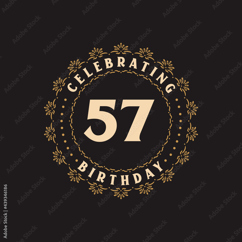 57 Birthday celebration, Greetings card for 57 years birthday