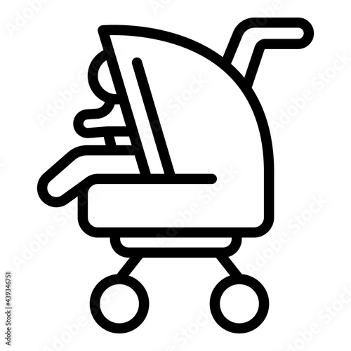 Baby pram icon. Outline Baby pram vector icon for web design isolated on white background