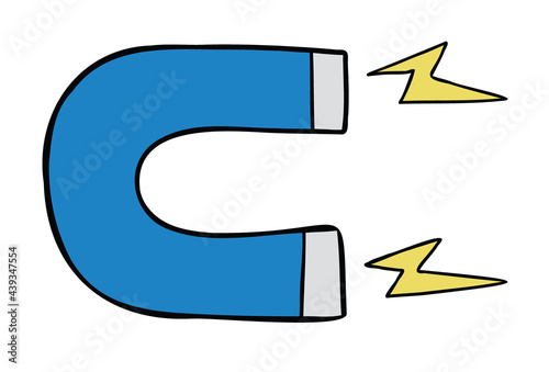 Cartoon vector illustration of magnet attracting