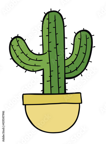 Cartoon vector illustration of cactus in pot