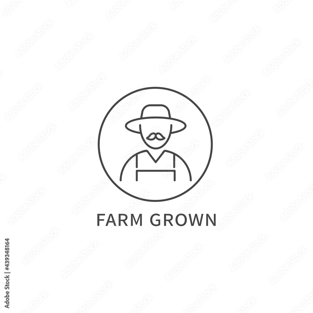 Vector line logo, badge or icon - farm grown product. Symbol of healthy eating and natural food. Vector line logo, badge or icon - farm grown product. Symbol of healthy eating and natural food.