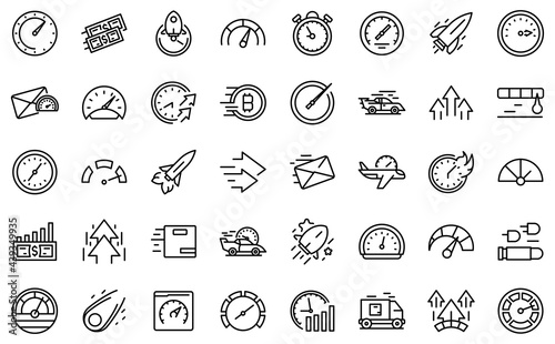 Velocity icons set. Outline set of velocity vector icons for web design isolated on white background