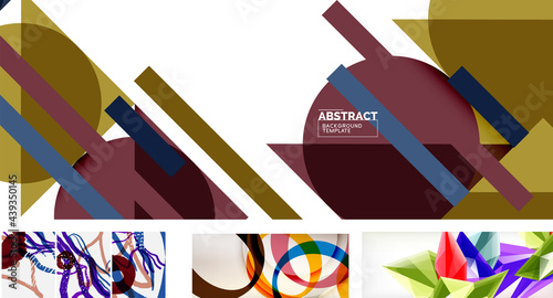 Vector abstract background set. Trendy modern geometric shapes