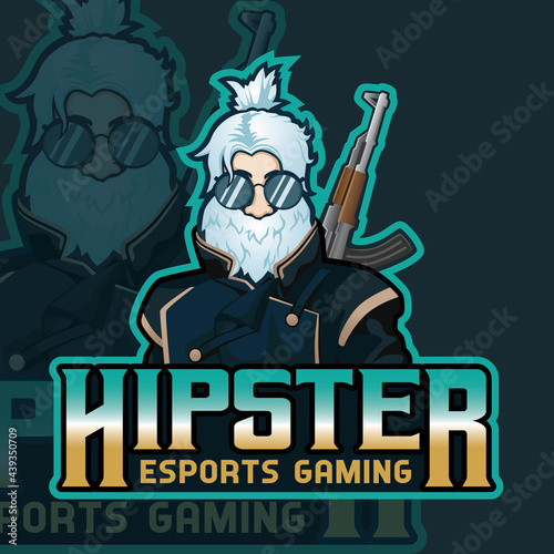 Hipster Esports Gaming Mascot Logo