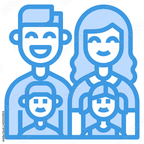 Family blue line icon