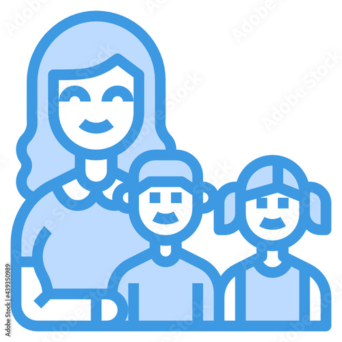 Family blue line icon
