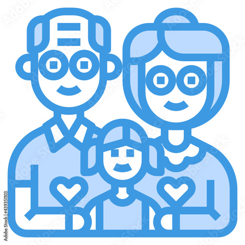 Grandparents blue line icon