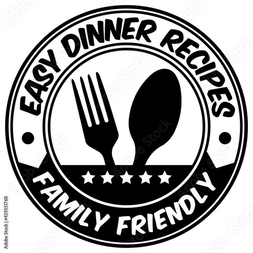 Easy Dinner Recipes For Family. Vector Black Icon.