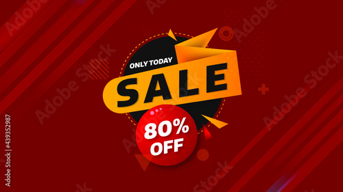 Sale banner template design with geometric background , Big sale special offer up to 80% off. Super Sale, end of season special offer banner. vector illustration.