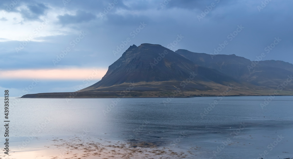 Scenic mountain landscape in Iceland during twilight Scenic mountain landscape in Iceland during twilight