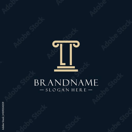 LI initial monogram logos with pillar shapes style