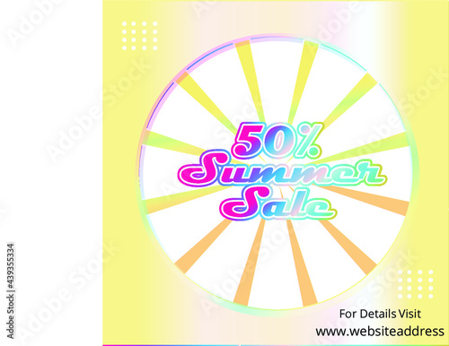 Summer sale social media post design with editable  text