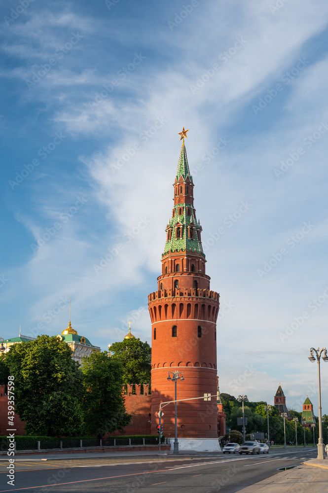 Moscow Kremlin tower against blue sky