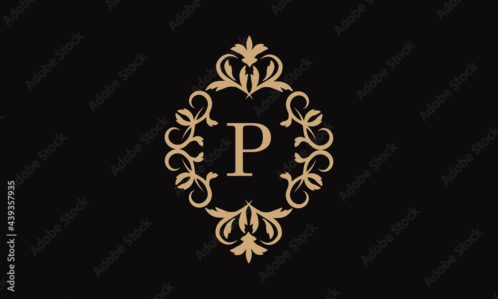 Elegant logo for business. Exquisite company brand icon, boutique. Monogram with the letter P.