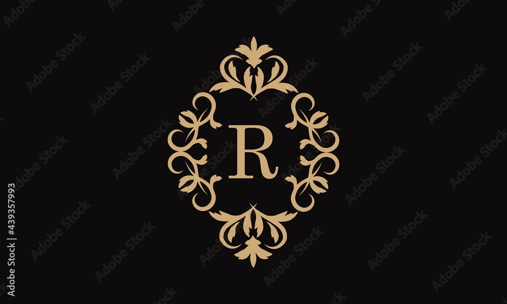 Elegant logo for business. Exquisite company brand icon, boutique. Monogram with the letter R.