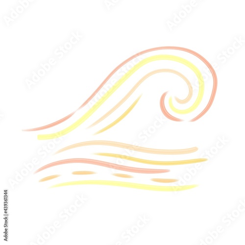 Isolated image of a wave in the Scandinavian style, painted on a white background. Digital illustration with imitation paint. Design for children, posters, prints, postcards, fabrics, textiles.