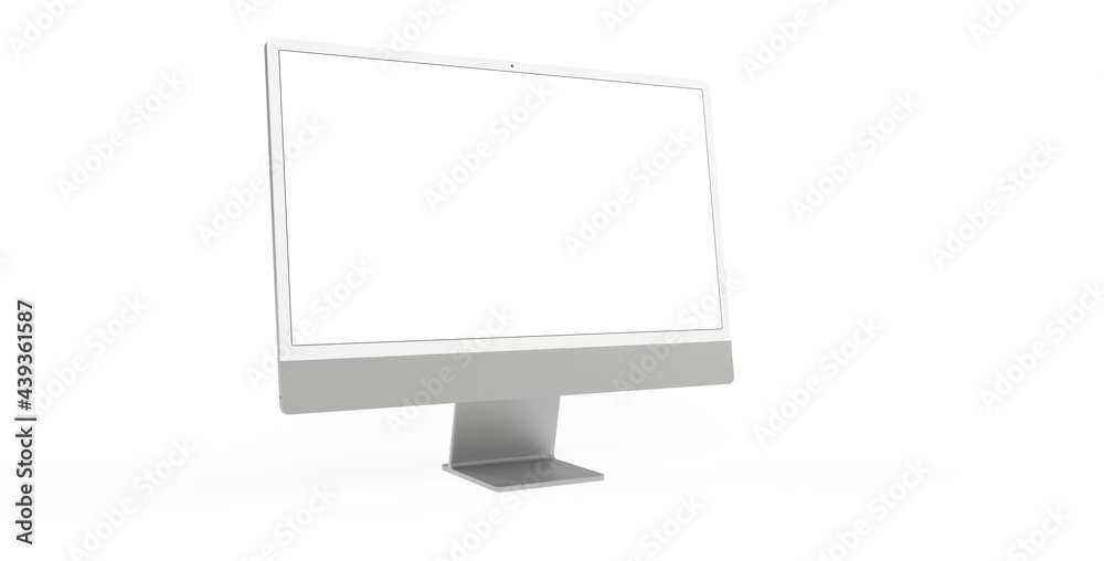Computer display with blank white screen 3d grey Computer display with blank white screen 3d grey