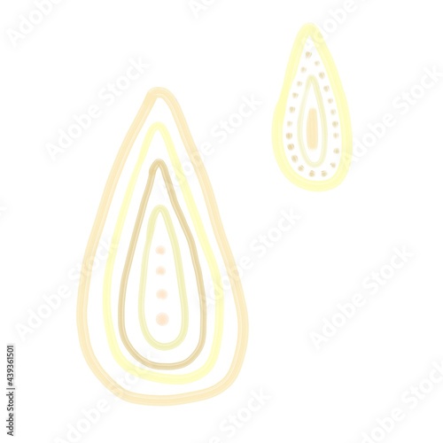 Isolated image of two drops of water in the Scandinavian style, painted on a white background. Digital illustration with imitation paint. Design for children, posters, prints, postcards, fabrics.