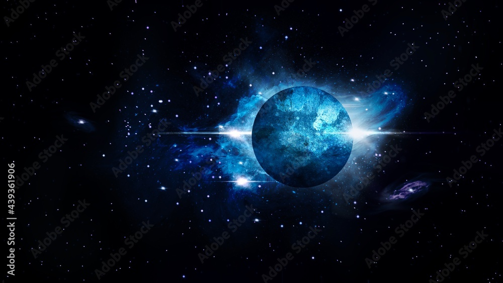 Planet starry night space illustration background.