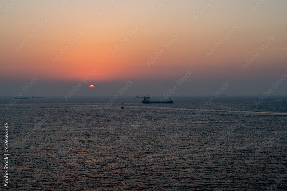 ship at sunset