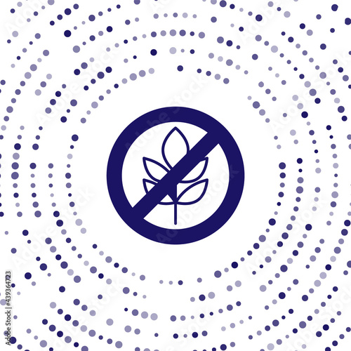 Blue Gluten free grain icon isolated Blue background. No wheat sign. Food intolerance symbols. Abstract circle random dots. Vector