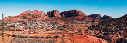 Drone Shot In Small Town In Utah USA Near Zion National Park