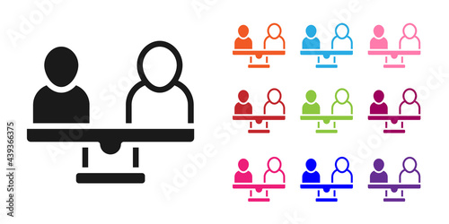 Black Gender equality icon isolated on white background. Equal pay and opportunity business concept. Set icons colorful. Vector