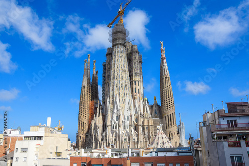 BARCELONA - 6.2.2021 - The Sagrada Familia cathedral by Antonio Gaudi located in Barcelona, ​​Spain, Europe as a symbol of modern architecture and a motif of good taste with style © Enric